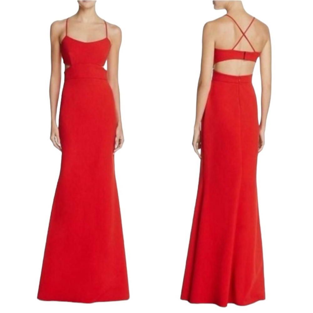 JILL Jill Stuart Red Cardinal Cut Out Gown (CdlG)